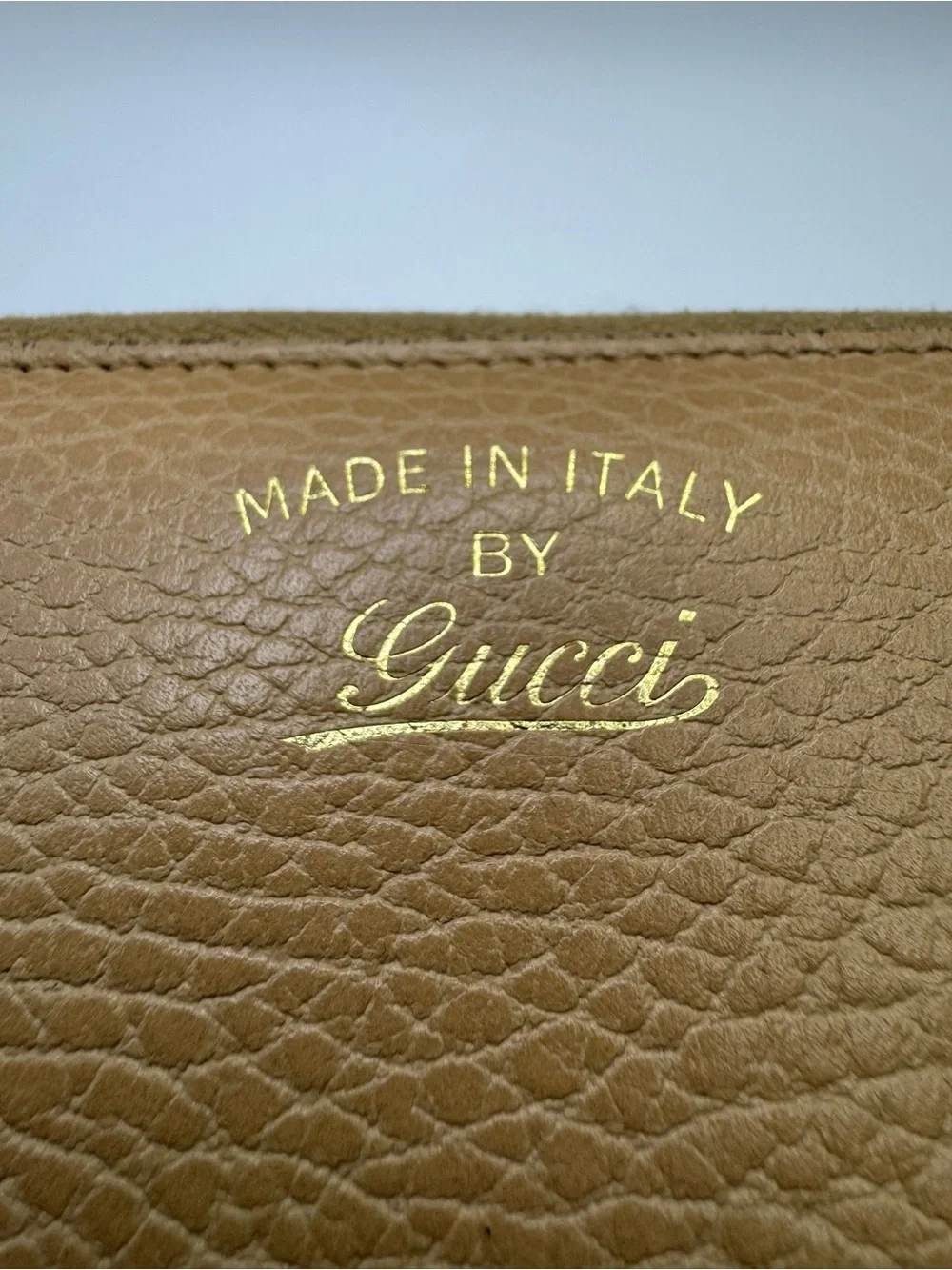 Authentic Gucci Pebbled Leather Zip Around Wallet Beige Taupe Made in Italy - Picture 2 of 16